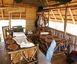 En de `slaapkamer` in onze hut in Matusadona